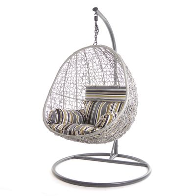Kideo Hanging Chair Set with Cushion and Stand, Gray