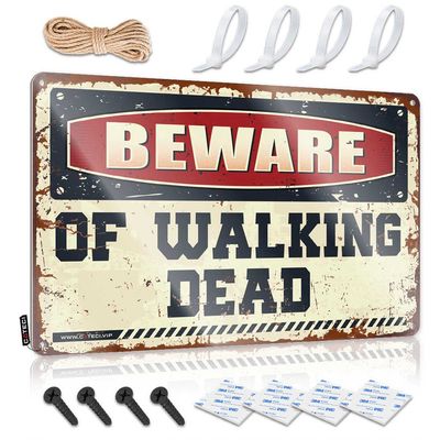 COTECI Funny “Beware of Walking Dead” Metal Sign, 20 x 30 cm