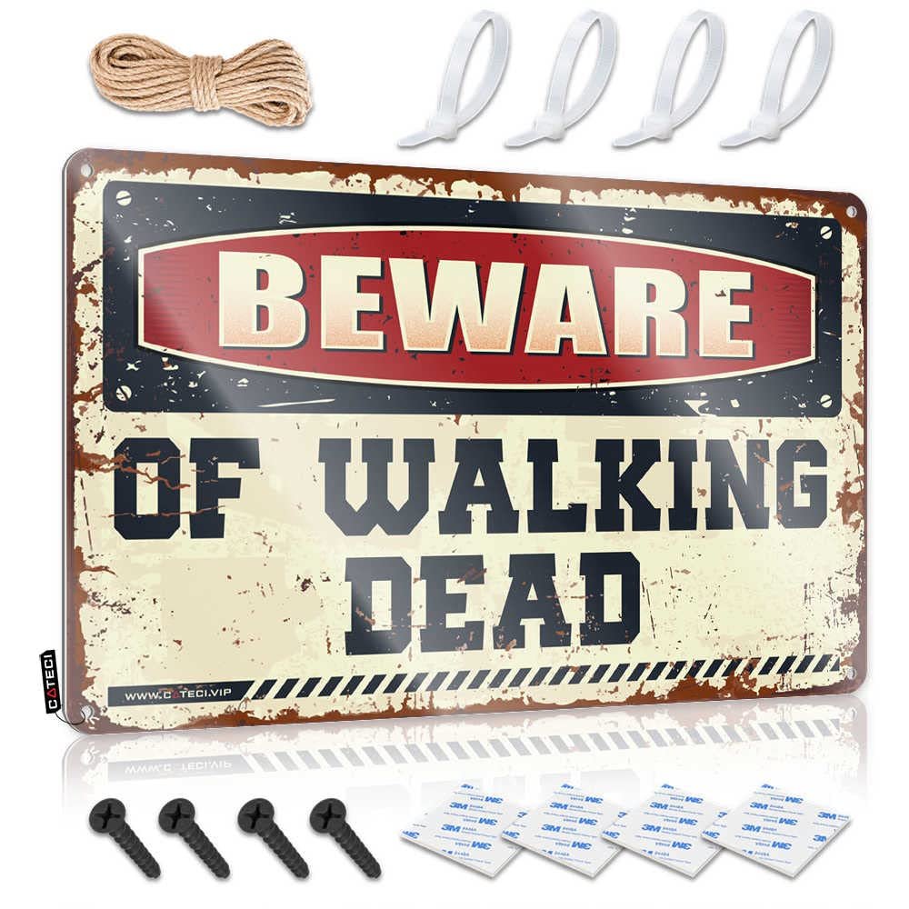 COTECI Funny “Beware of Walking Dead” Metal Sign, 20 x 30 cm