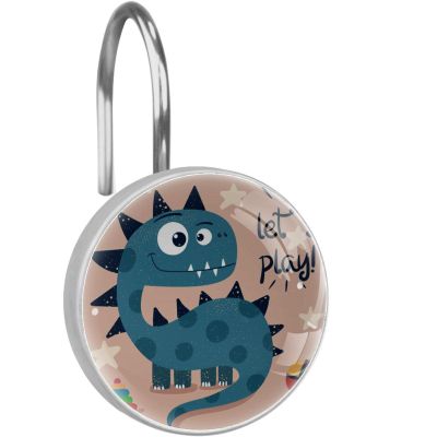 12-Pack Decorative Shower Curtain Hooks with Cute Dinosaur Designs