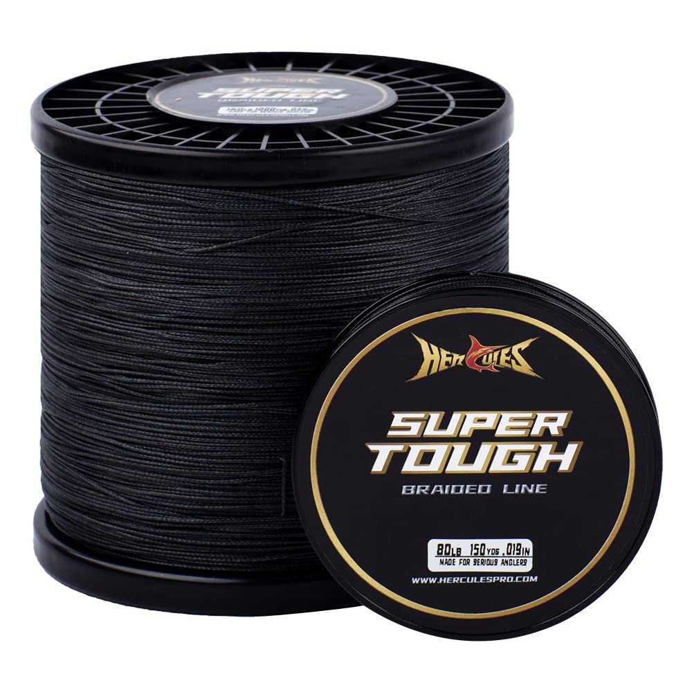 HERCULES Super Tough Braided Fishing Line, 4 lb, 500 yd, 4-Strand, Black