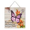 NABRAND Wooden Hanging Sign “Now Is Your Future,” 30.5 x 30.5 cm, Colorful Butterfly Garden Flower Design view 2