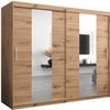 MEBLE KRYSPOL Pole 200 Bedroom Wardrobe with 2 Sliding Doors, Mirror, Clothing Rods and Shelves, 200 x 200 x 62 cm, Artisan view 1