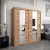 MEBLE KRYSPOL Pole 200 Bedroom Wardrobe with 2 Sliding Doors, Mirror, Clothing Rods and Shelves, 200 x 200 x 62 cm, Artisan view 2