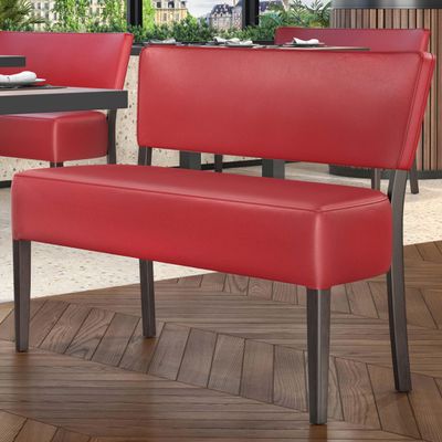 GGMMBEL Luca | Bistro Bench | Red | W:H 120 x 83 cm | Leather | Restaurant Bench, Bistro Bench, Upholstered Restaurant Bench