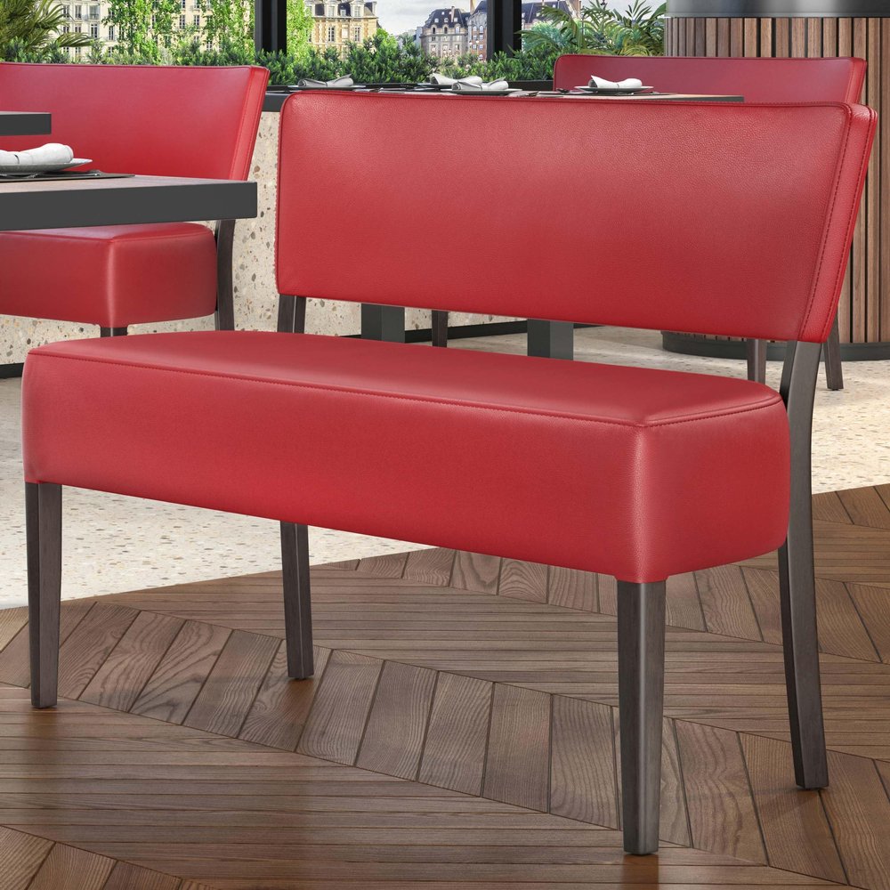 GGMMBEL Luca | Bistro Bench | Red | W:H 120 x 83 cm | Leather | Restaurant Bench, Bistro Bench, Upholstered Restaurant Bench