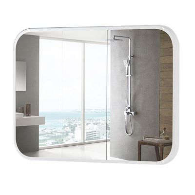 YFZNWHX Bathroom Wall Mirror with Brushed Metal Frame, Rounded Corners, Horizontal/Vertical