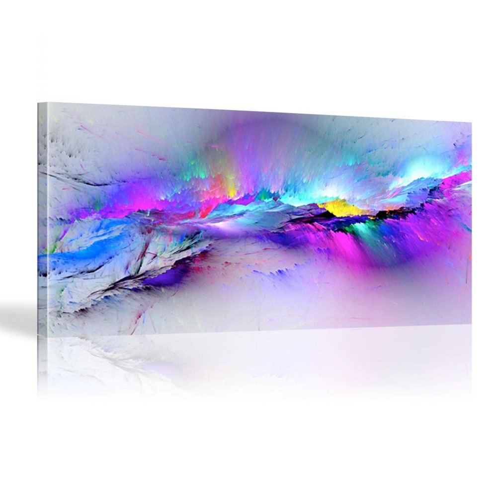 Large Canvas Wall Art, Colorful Clouds Abstract Art, 60 x 120 cm (24 x 47 in), Unframed
