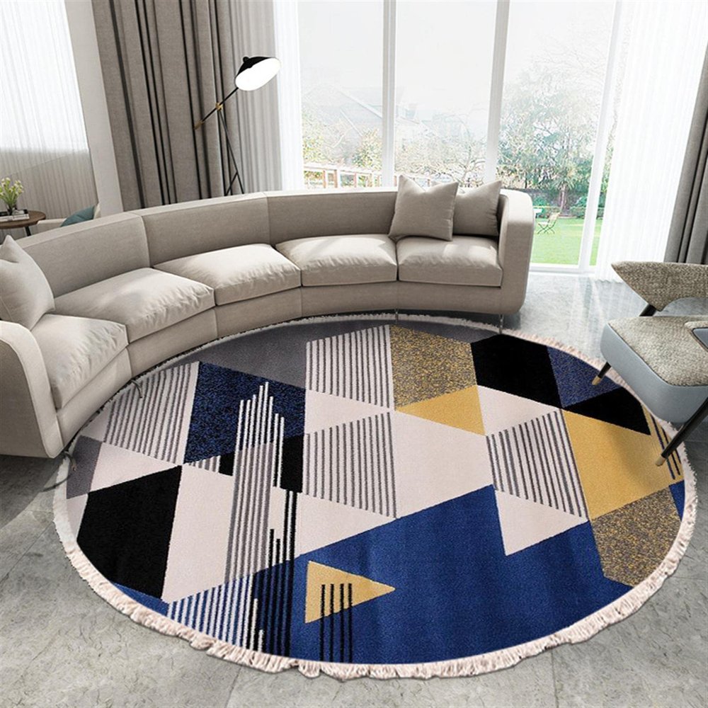 Boho Cotton Mandala Round Rug with Tassels, Washable, 100 cm