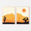 Abstract Desert Sunrise Wall Art, Orange Mid-Century Canvas Prints, Modern Living Room Decor, 40 x 60 cm, Set of 2, Unframed view 1