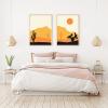 Abstract Desert Sunrise Wall Art, Orange Mid-Century Canvas Prints, Modern Living Room Decor, 40 x 60 cm, Set of 2, Unframed view 2