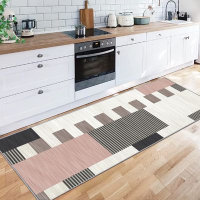 Siunwdiy Moroccan Runner Rug, Washable Polyester, Non-Slip, Pink, 120 x 200 cm