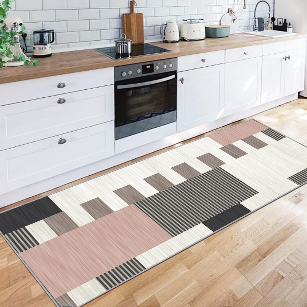 Siunwdiy Moroccan Runner Rug, Washable Polyester, Non-Slip, Pink, 120 x 200 cm