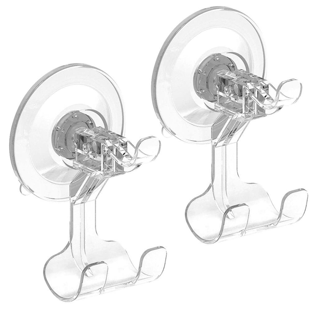 Cabilock 2-Pack Transparent Reusable Suction Cup Hooks