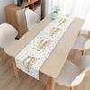 Morbuy Christmas Table Runner, Washable Linen Look, Gold, 33 x 200 cm view 1