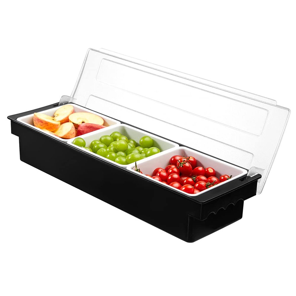 BEYLANG Ice-Cooled Serving Tray, 3-Compartment Condiment Caddy