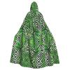 Green Palm Leaf Tropical Plant Print Hooded Cloak for Halloween, Christmas, Cosplay and Masquerade view 1