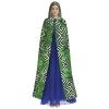 Green Palm Leaf Tropical Plant Print Hooded Cloak for Halloween, Christmas, Cosplay and Masquerade view 2