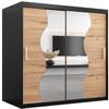 KRYSPOL Madryt 120 cm Sliding-Door Wardrobe with Mirror, Black + Artisan Oak view 1
