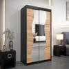 KRYSPOL Madryt 120 cm Sliding-Door Wardrobe with Mirror, Black + Artisan Oak view 2