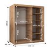 KRYSPOL Madryt 120 cm Sliding-Door Wardrobe with Mirror, Black + Artisan Oak view 4