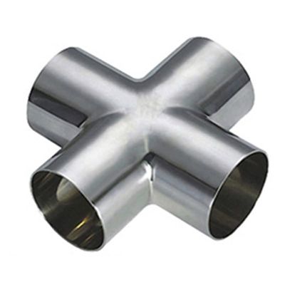Aurorad 304 Stainless Steel Sanitary Weld Cross for Pipe Connections, Mirror Polish, OD25
