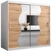 Kryspol Madryt 150 cm Sliding-Door Wardrobe with Mirror, White + Artisan Oak view 1