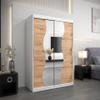 Kryspol Madryt 150 cm Sliding-Door Wardrobe with Mirror, White + Artisan Oak view 2