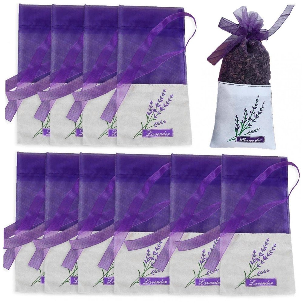 Lavender Sachet Bags, 10-Piece Set, Empty Dried Flower Bags for Drawers, Closets, Wardrobes and Cars