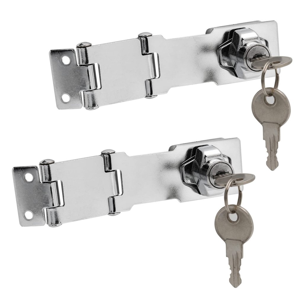 Augiimor 2-Pack 8.9 cm (3.14 in) Triple-Fold Hasp Locks, Keyed Alike, Silver