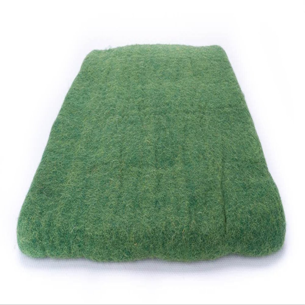 feelz Square Felt Seat Cushion, 100% Wool, 35 x 35 cm, 2–3 cm High, Handmade, Medium Green