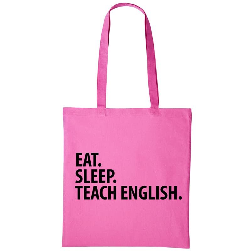 Fellow Friends English Teacher Gift Tote Bag – Eat Sleep Teach English, Mid Pink