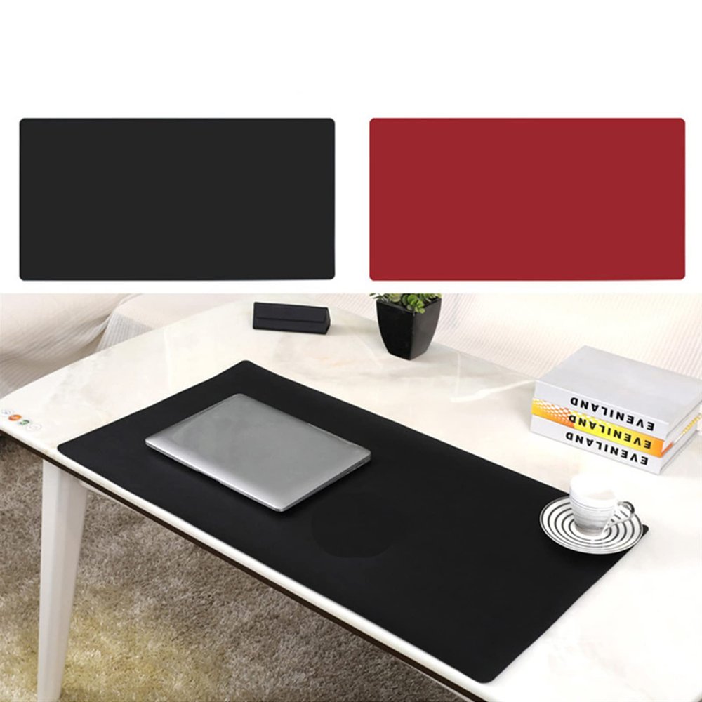 Lifup Waterproof PU Leather Desk Mat and Non-Slip Mouse Pad, Black/Red, 50 x 45 cm