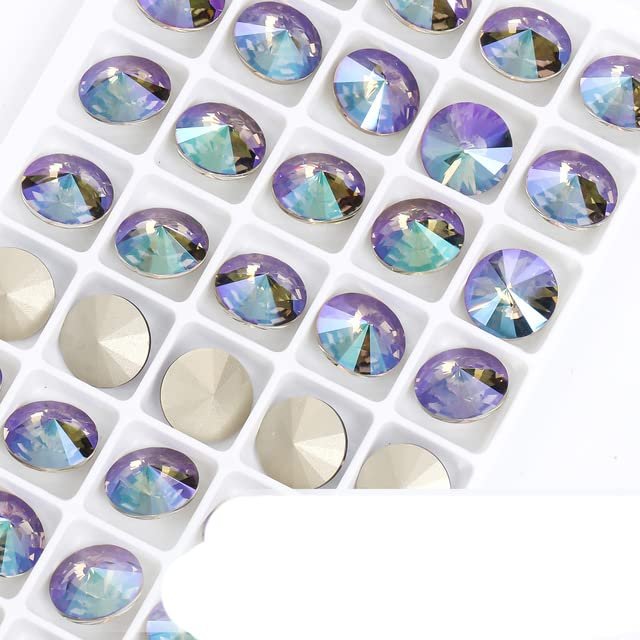 10 mm Round Pointback Rhinestones, Ghost Light, 10 Pieces