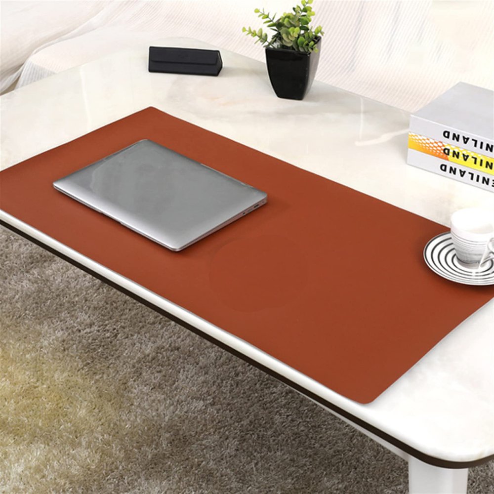 Lifup Waterproof PU Leather Desk Mat, Non-Slip Mouse Pad, Brown, 60 x 60 cm