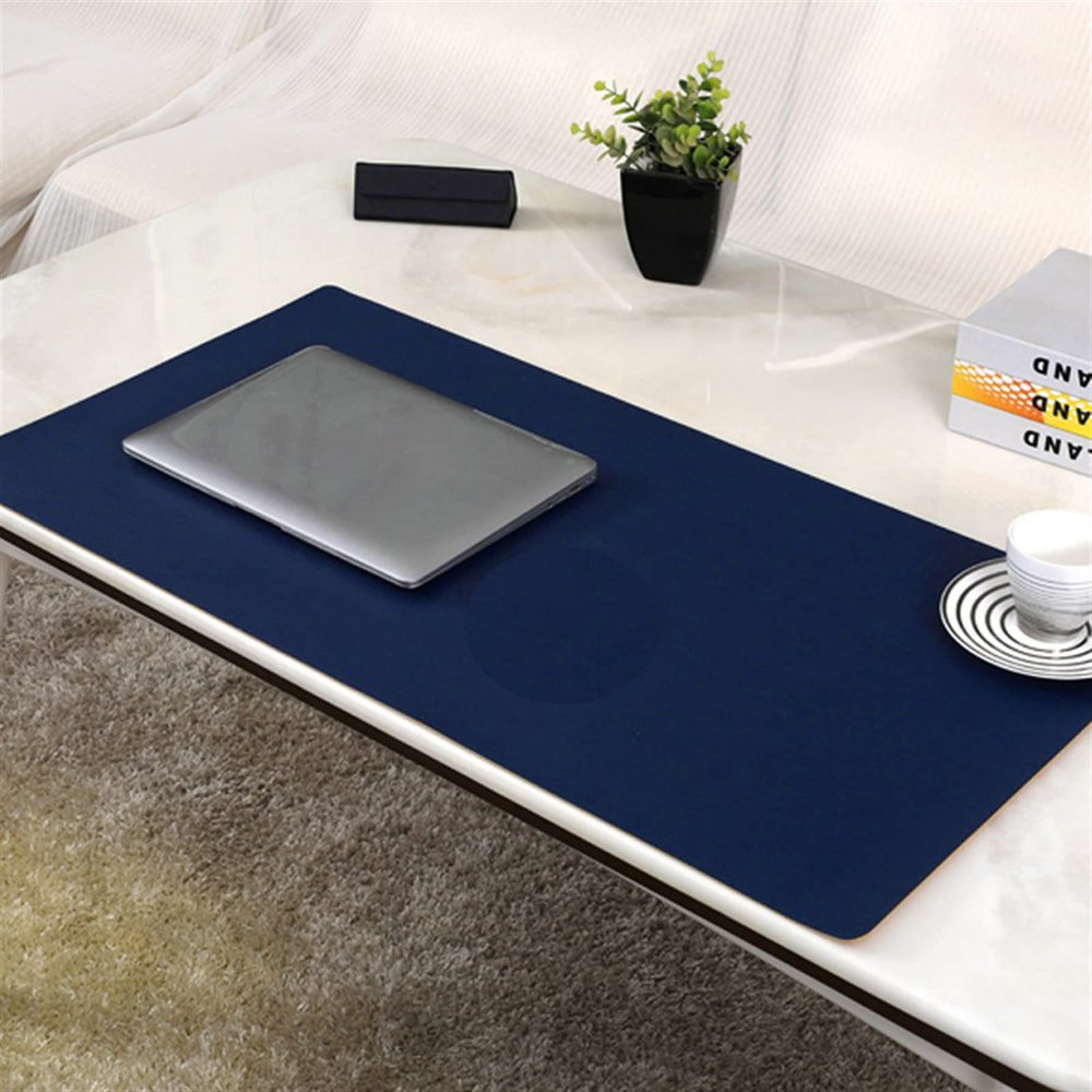 Lifup Waterproof PU Leather Desk Mat and Non-Slip Mouse Pad, Navy Blue, 110 x 60 cm