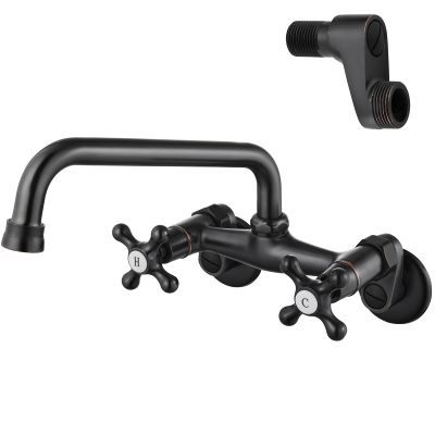 Airuida Oil-Rubbed Bronze Wall-Mount Kitchen Faucet, 9 in. Swivel Spout
