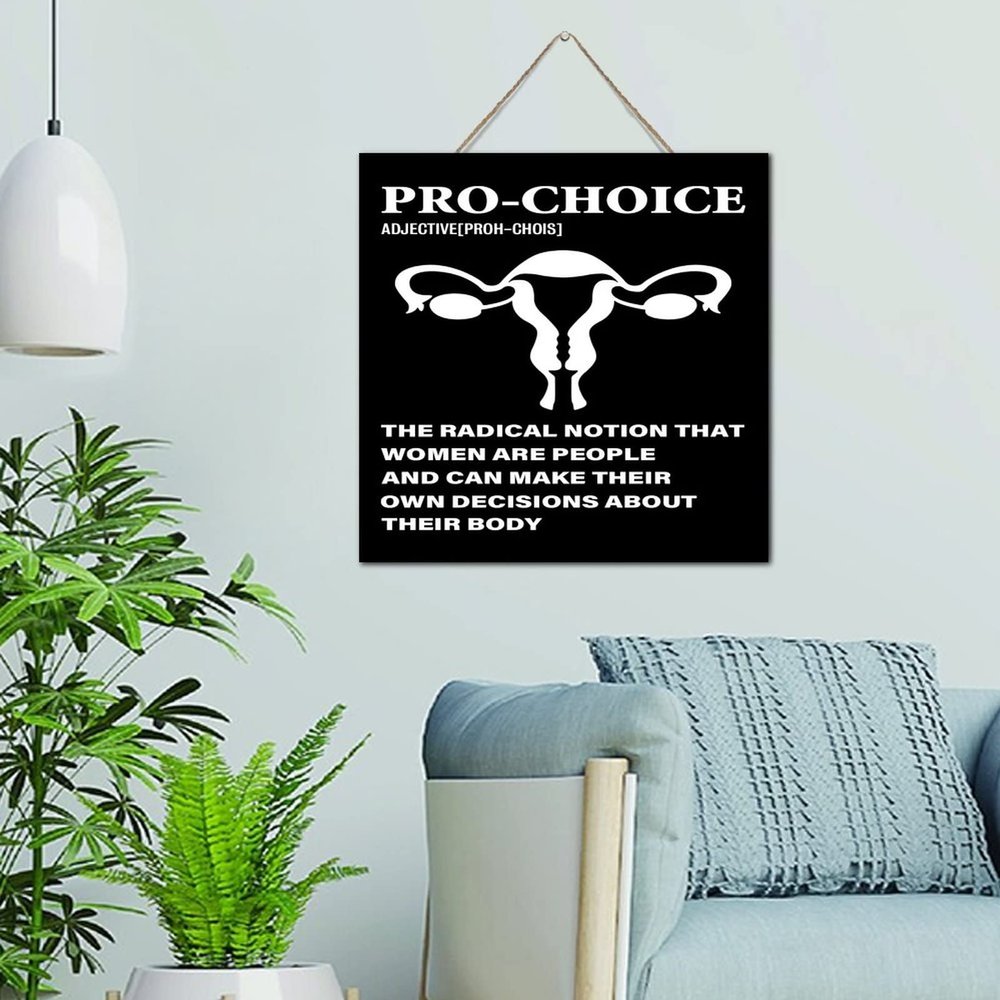 NABRAND Pro Women Pro-Choice Retro Wooden Wall Sign, 12 x 12 in
