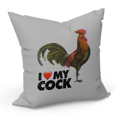 Fabulous Pillow with Pillowcase 40 x 40 cm I Love My Rooster Collage Vintage Illustration Animal Birds Pun Joke