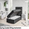 MEBLINI DENIZ Box Spring Bed with Storage - 90x200 cm, Left, H4, Black Velvet view 3