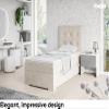 MEBLINI DENIZ Upholstered Box Spring Bed with Storage, Mattress & Topper, Left, 90 x 200 cm, H4/Cream Velvet view 2