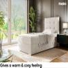 MEBLINI DENIZ Upholstered Box Spring Bed with Storage, Mattress & Topper, Left, 90 x 200 cm, H4/Cream Velvet view 4