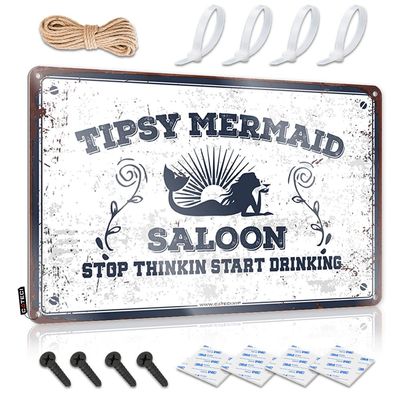 CakJuice Vintage Metal Signs Tipsy Mermaid Limousine Tin Sign, Funny Vintage Tin Sign, Sports Bar Decor (Size: 30 x 40 cm)