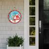 Welcome Porch Sign “Merry Christmas,” Santa, Retro Door Decoration, Round, 30.5 x 30.5 cm view 3