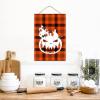 CustonCares Buffalo Plaid Pumpkins Welcome Front Door Sign, Orange, 8 x 12 in view 2