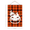 CustonCares Buffalo Plaid Pumpkins Welcome Front Door Sign, Orange, 8 x 12 in view 4