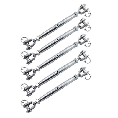 YWZHENYU Marine Turnbuckle, Closed Body Jaw and Jaw, 316 Stainless Steel, Adjustable Wire Rope Tensioner, 5-Pack (M5)