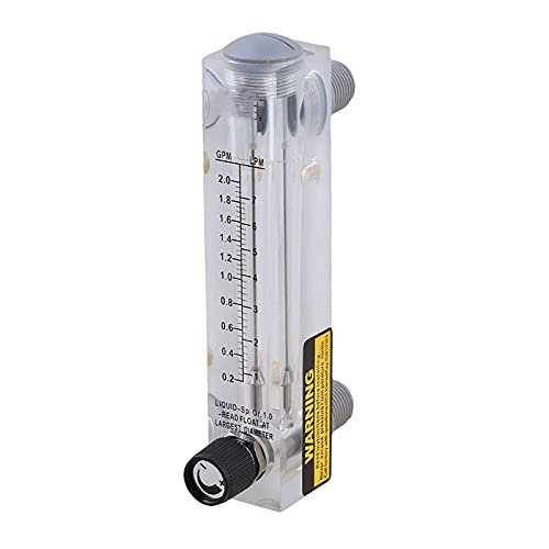 Panel-Type Water Flow Meter, 0.22 GPM/17 LPM, Acrylic, Adjustable Knob, 1/2 in Male and 1/4 in Female Threads