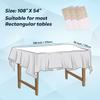 WedDecor White and Gold Plastic Tablecloth, 54 x 108 in, Rectangular, Disposable Party Tablecloth, 1 Count view 2