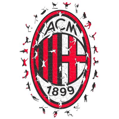 Iconic Puzzles - Official AC Milan Logo Puzzle, for Adults and Children, 100% Sustainable Wood, Size S, 150 Pieces